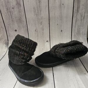 Cozy Black Glitter Kids Boots
